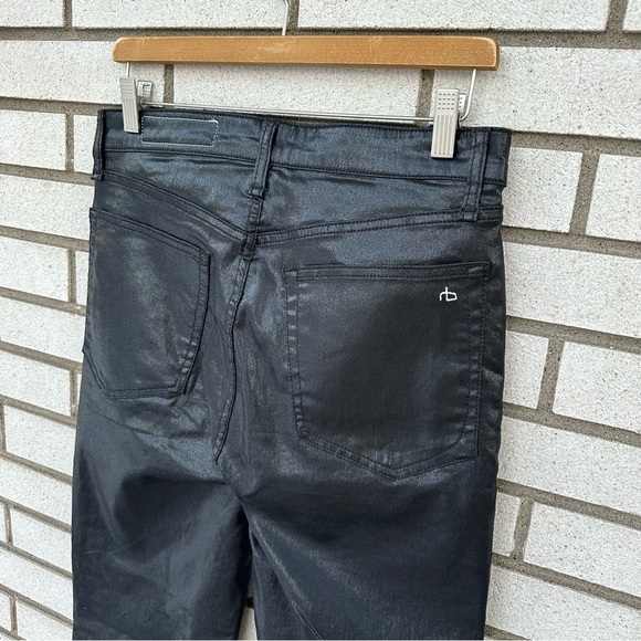 Rag & Bone Casey Coated High Rise Ankle Flare Black Jeans Size 30 Indie Sleaze - Picture 10 of 16